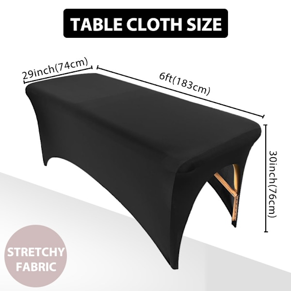 Svart stretch duk i elastan for bord 183 x 74 x 76 cm
