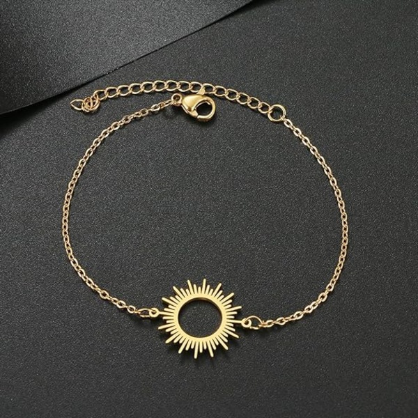 Rustfritt stål solarmbånd smykker Sunshine Circle Chain Armbånd Enkelt