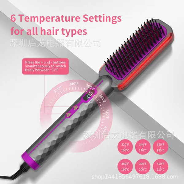 Ionisk rettebørste for krusete hår med ultrarask elektrisk oppvarming