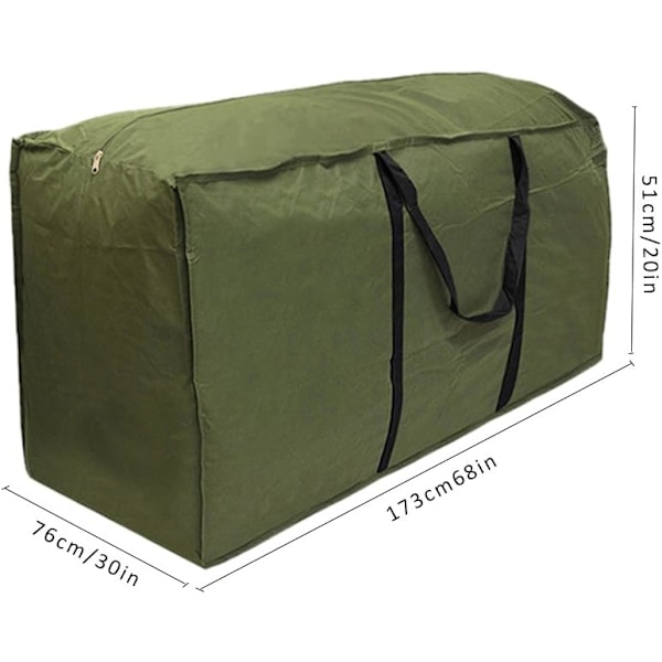 Opbevaringspose til havemøbelhynder: 173 x 76 x 51 cm Grøn