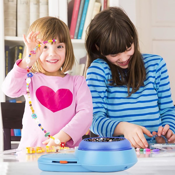 Elektrisk Perlespinder Kit med 3 Plastskål, Automatisk Perletrådning med 2 Perlespinder Nåle, Perletråd til Smykkefremstilling Armbåndsfremstilling Snøring Håndværk