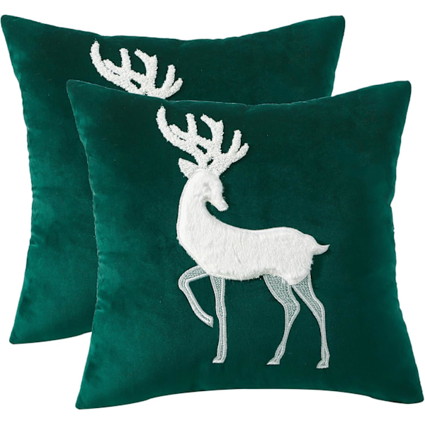Sett med 2 juleputetrekk 45x45 cm Julenissen Putesett God Jul Vinter Dekorativ Putesett for Soverom Sofa Juledekorasjon