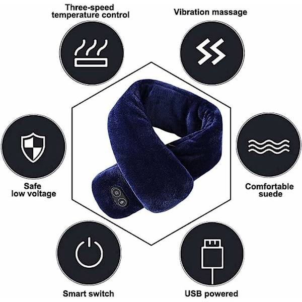 Vinter Klassisk USB Uppvärmd Halsduk Varm Bomull Fleece Temperatur Justerbar