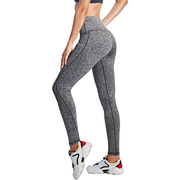 Yogabukser til kvinder med mavekontrol med høj talje løbeleggings med lomme