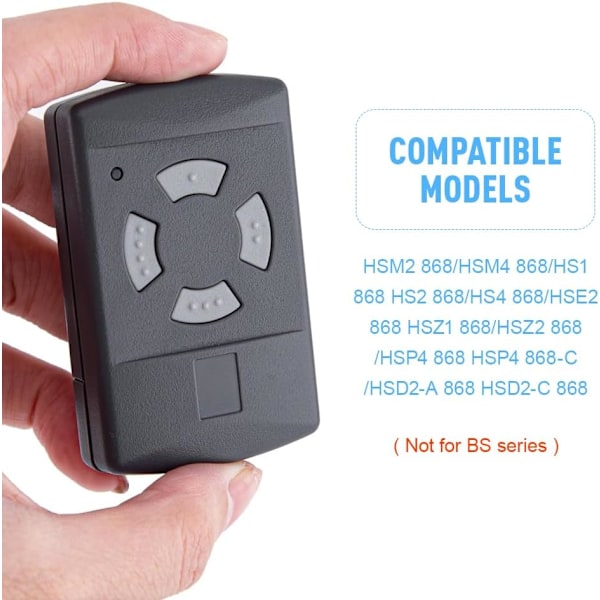 2PCS Universal Gate Fjärrkontroll HSM4 868 MHz, Gate Fjärrkontroll med 4 Knappar Kompatibel Hörmann HS1, HS2, HS4, HSZ1, HSZ2, HSP4, HSD2