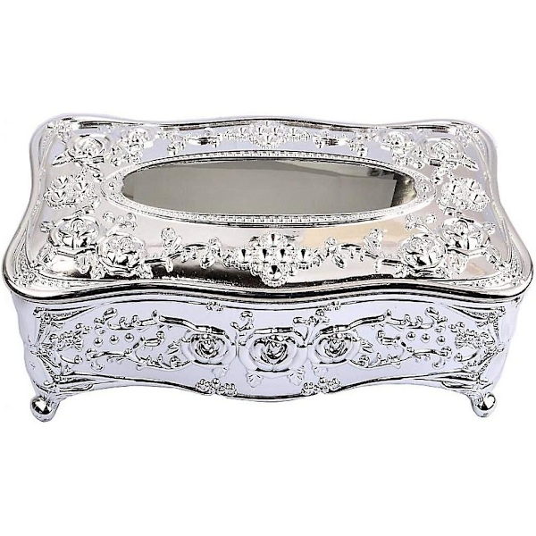 Luksuriøs Rose Tissue Box Akryl Holder Cover Luksuriøst Elegant Design sil