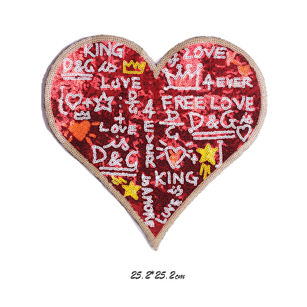 5 stk DIY Love Heart Paljetter Patch Strykejern på Patch for Klær Veske Sko Caps
