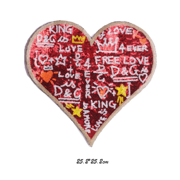 5 stk. DIY Love Heart Sequin-patch, strygepatch til beklædning, taske, sko, kasketter