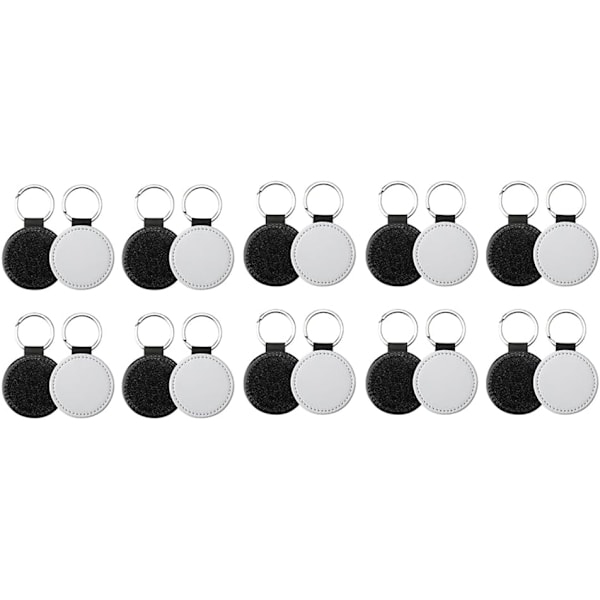 20 Pack Sublimation Blank Keychains Black Sublimation Blank Round Heat Transfer Keychains