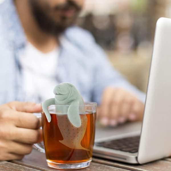 Manatee te-sil, silikon te-infuser, søtt løst blad te-sil sett