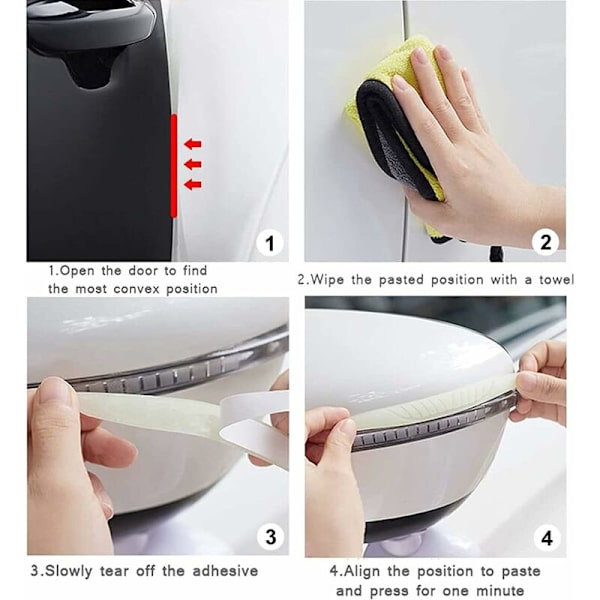 6 st Anti-kollisions skyddande remsa remsa för bilskydd dörrsida skydd remsor Anti-kollisions remsa vattentät Anti-scratch dekorativa remsor-Luminous, Svart, Fonepro