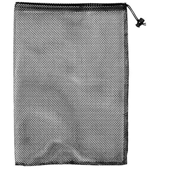Pakke med sorte nylonnetposer 35 x 45 cm med snøretræk og clips - Lille opbevaringspose til legetøj, sport