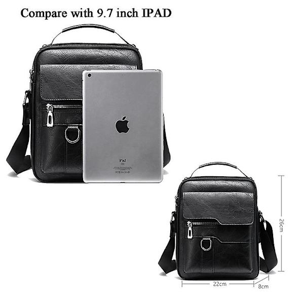 Messenger Bag kompatibel Män Crossbody Axelväska Liten Vintage PU Läder Satchel Väska Sidokropp Handväska