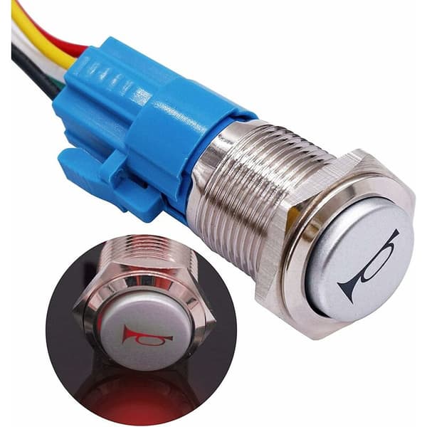 16MM Momentary Horn Button Switch 12V Trykknapp Horn Switch Reset Switch