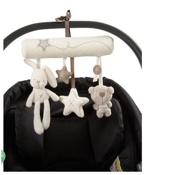 Musikmobil hängleksak för barnvagn/spjälsäng med plyschleksak för kanin och björn för b
