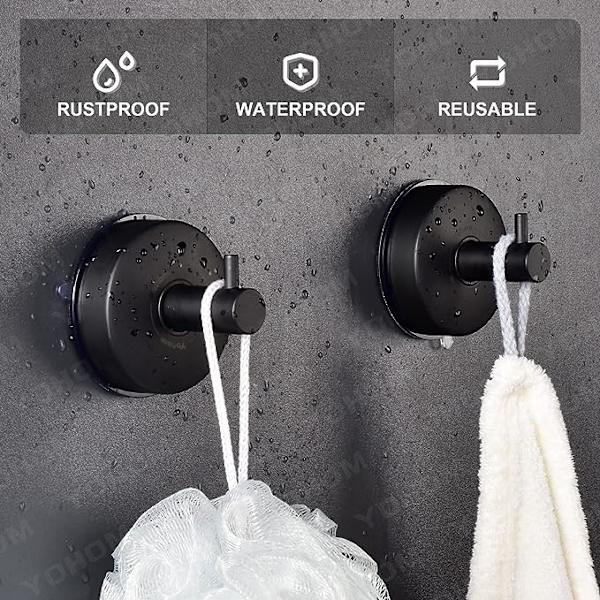 Sugkopp Krokar Dusch Handdukshållare Rostfritt Stål Vakuum Badrum Duschkrok Sugkopp Handduksställ Köksorganisatör Loofah Svart 2 st 4,8*7,1 cm