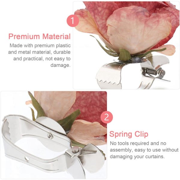 2 stk Blomsterdesign Vindusgardin Båndholder Klips Klemme Blomstergardin