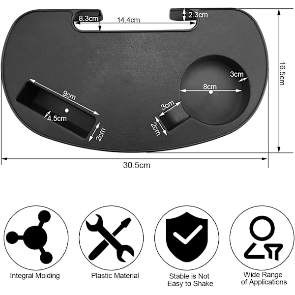 2 stk. kopholder med telefonbakke, plastik, armlæn kopholder, clips til sidebord, solseng kopholder, sort til loungestol, campingstol, armlæn - 31*17cm