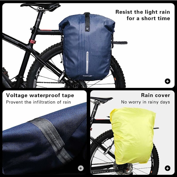 Cykel Bagagebærer Bag, 3 i 1 Stor Kapacitet Cykel Bagagebærer Taske, Vandtæt Bagagebærer Taske, til Cykel/Motorcykel longziming