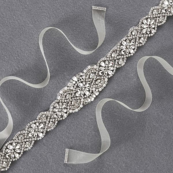 Brudbälte Hand Rhinestone Bröllop Bälte Clear Crystal 22\" Lång Vit Organ
