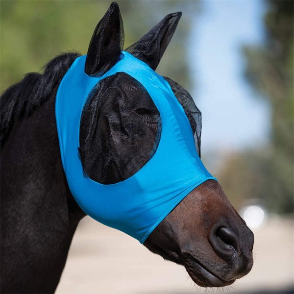 Mesh flugmask med andningsbara öron för hästblå