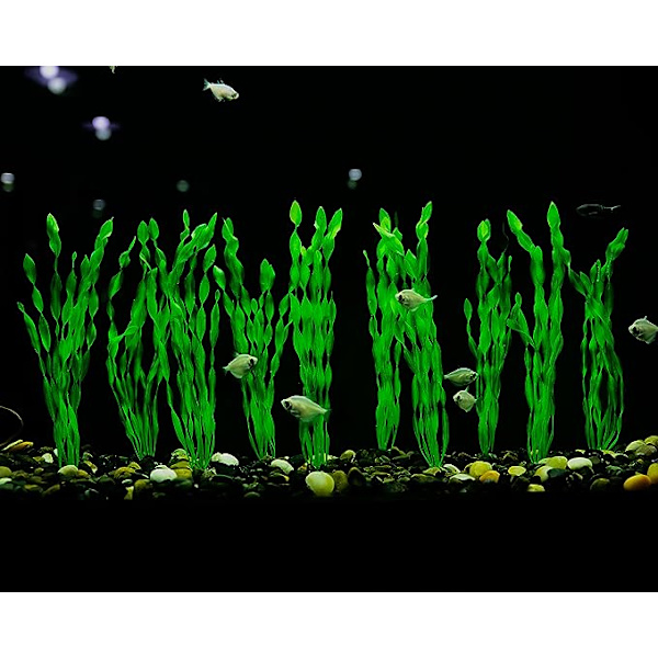 Kunstige Havplanter Vandplanter til Akvarium, Plast Fisketank Plante Dekorationer 10 STK (Grøn) 30cm