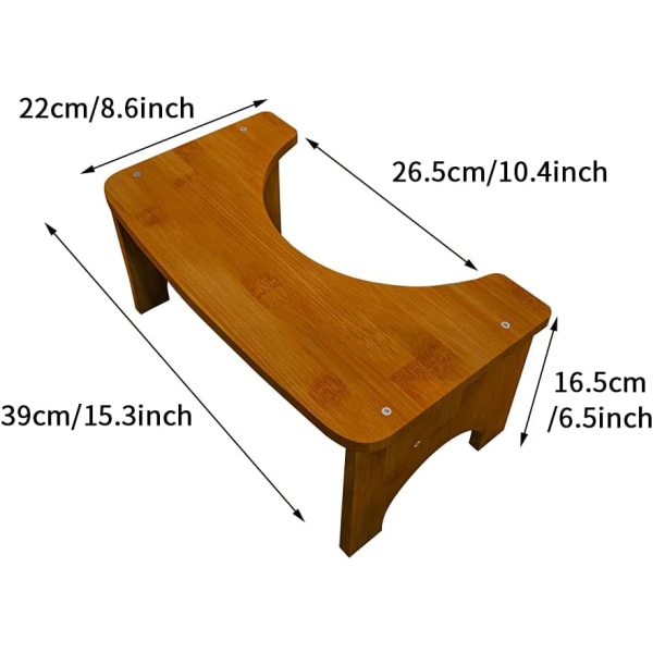 Toalettpall, Bambu Toalettpall, Robust C-formad Toalettpall, halkfri toalettstol, fotpall för hem och badrum