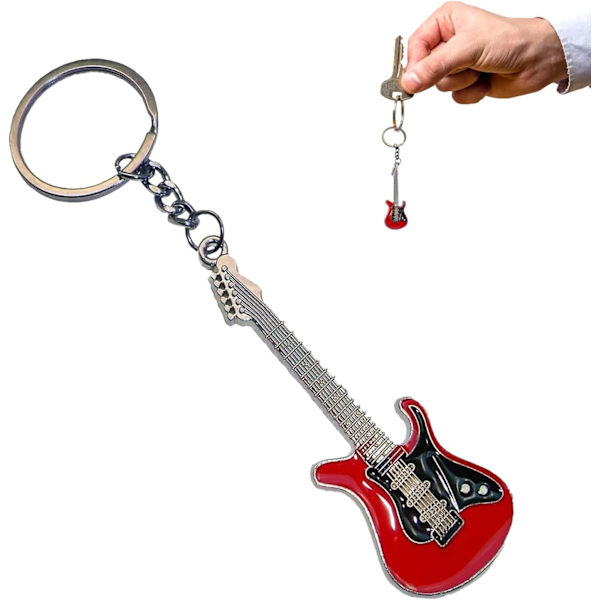 Gitar Nøkkelring, Metall Nøkkelring, Rock Nøkkelring, Elektrisk Gitar, Musikk Instrument, Nøkkelring, Nøkkelanheng, Musikk Anheng for Gavedekorasjon, Rød