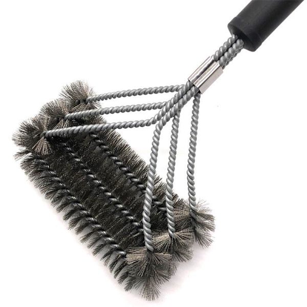 1 st metall och PP grillborste, rengöringstillbehör för gas, kol, grillar (16,5*45 cm)