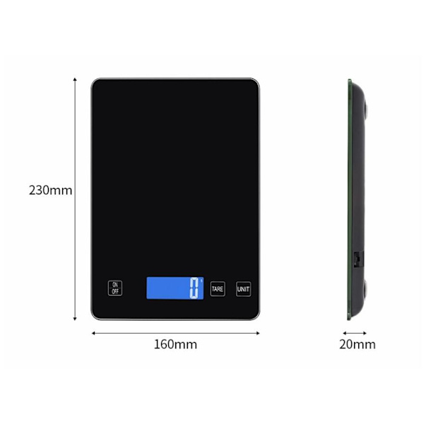 Tarkka Digitaalinen Keittiövaaka - Keittiövaaka - USB-Latautuva - 1g - 15kg - Musta