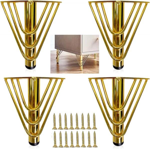 4 st Guldmetall Möbelben, Modern Chic och Elegant Ersättnings Soffa Ben, 18cm Kaffebord Ben