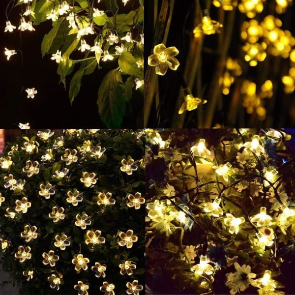 Fairy Lights Jule Dekorative Lys 39 Fod 100 LED'er, 8 Blink Tilstande med Hale Stik Forbindelig Kirsebær Blomst Dekoration Nyhed Lys til Fest, Terrasse, Bryllup, Hjem og Have