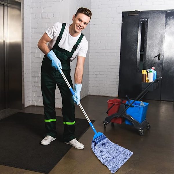 2 kpl Moppipään Vaihto Kaupallinen Siivousmoppi Pää Märkä Langan Sininen Moppipää Täyttöpakkaukset Raskaan Sarjan Puuvilla Teollisuusmoppi Iso Lenkkipää Mikro