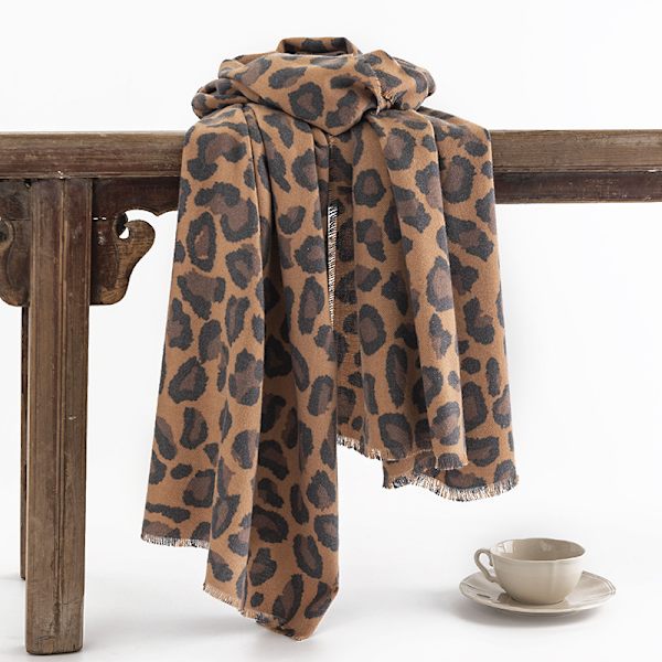 Elegant Leopard Pashmina Scarf Vinter Varma Wrap Sjalar för Bröllop