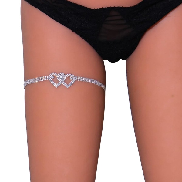 Rhinestone-kaksoissydänreisi- ja sääriketju, kristallireisi- ja sääriketju