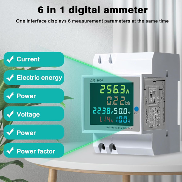 Energian mittauslaite, yksivaiheinen DIN-kisko sähkömittari KWH-mittari AC40-300V 100A, teho sähköjännite ampeeri watin kulutus volttimittari ampeerimittari, CT:n kanssa