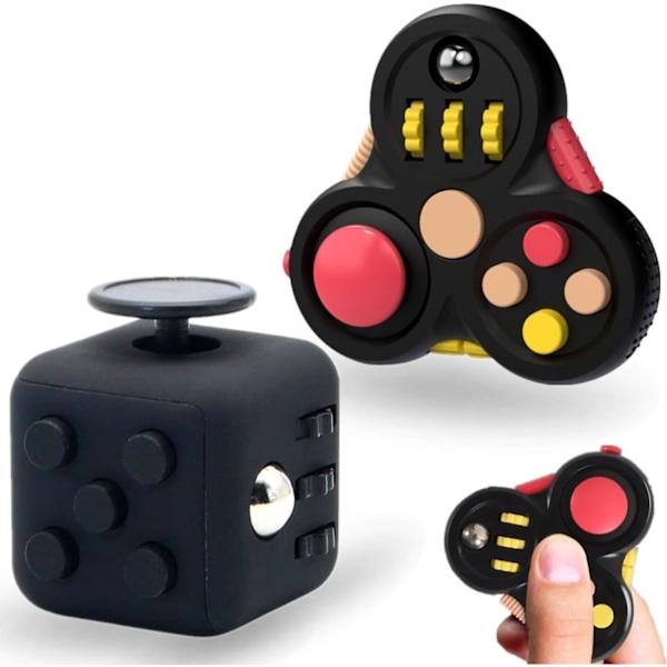 2Pcs Toy Cube Anti Stress Toy, Decompression Toy Cube, Stress Reducer Controller for Children and Adults (Black)