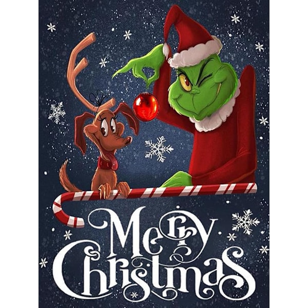 Julediamanter Malingsett for Voksne, Grinch Diamant Kunst for Voksne Nybegynner, Diamant Dots Gem Art for Estetisk Hjem Decor 12x16Inch