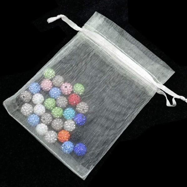 100 stk. store organza gaveposer, 20 x 30 cm smykkeposer gaveposer til bryllup med snøretræk til fødselsdagsfest julegaveindpakning (hvid)