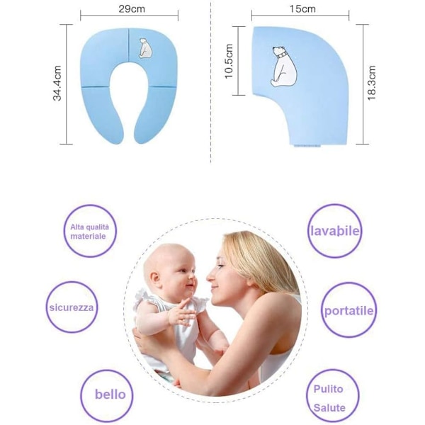 Bærbart Potte med Bæreveske, Baby Potte Trening Toalettsete, Bærbar Reise Toalettsete B (Blå)