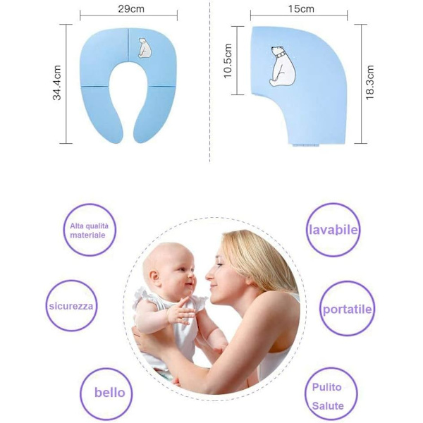 Foldbar Potte med Bærepose, Baby Pottetræningstoilet Sæde, Bærbar Rejsetoilet Sæde B (Blå)