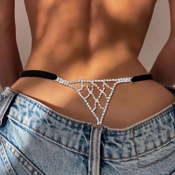 Rhinestone Undertøy Thong Truser Crystal Bikini Sexy Body Chain