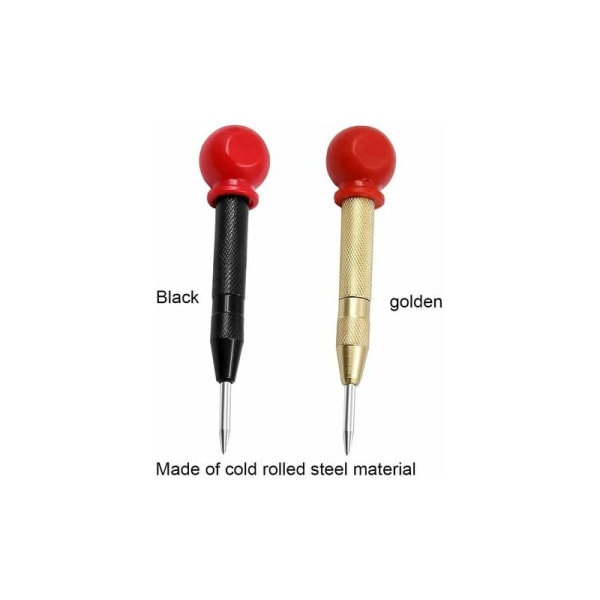 2 stk. Automatisk centerpunch 13cm stål Automatisk centerpunch Justerbar Slagcenterpunch Automatisk med hætte Præcision Automatisk centerpunch til metal træ- Gylden， Sort