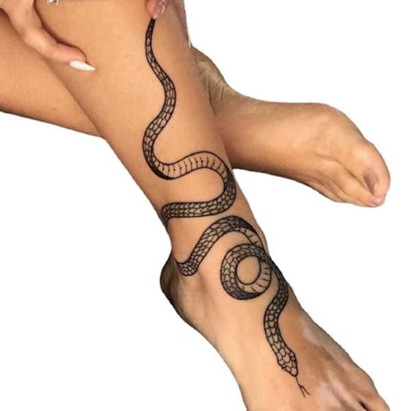 5 kpl käärme tatuointi tarrat mustavalkoinen väri väliaikainen siirto tatuointi