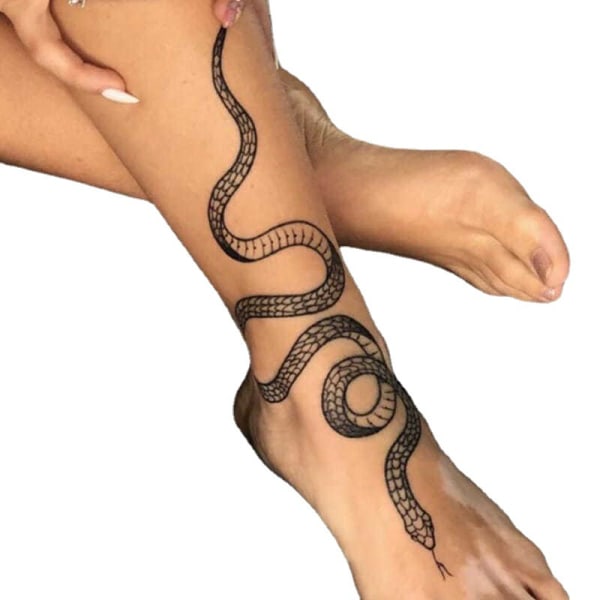 5 st Snake Tattoo Stickers Svart och vit färg Temporary Transfer Tattoo