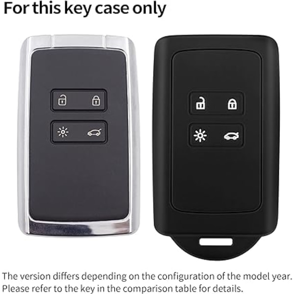 2 st bilnyckeltillbehör kompatibla med Renault Smart Key 4-knapp, mjukt silikonskal med nyckelringsspets - för Clio/Espace 5 / Master Bus/Talisman/Megane USW (Svart+Svart)