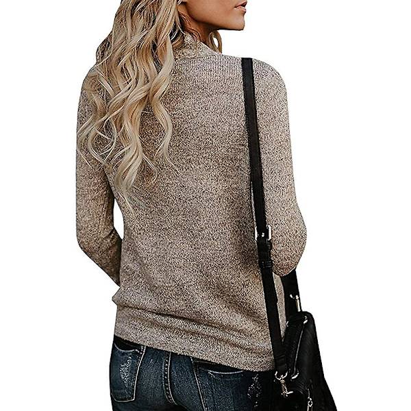 Kvinnor Långärmad Djup V-ringad Stickad Tröja Wrap Front Lös Toppar Pullover J