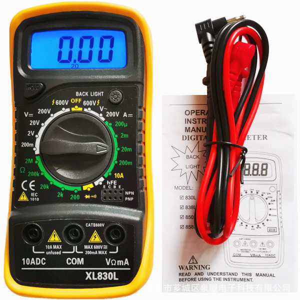 XL830L Digital Multimeter 2000 Counts Mini Multimeter Batteritestare Ström