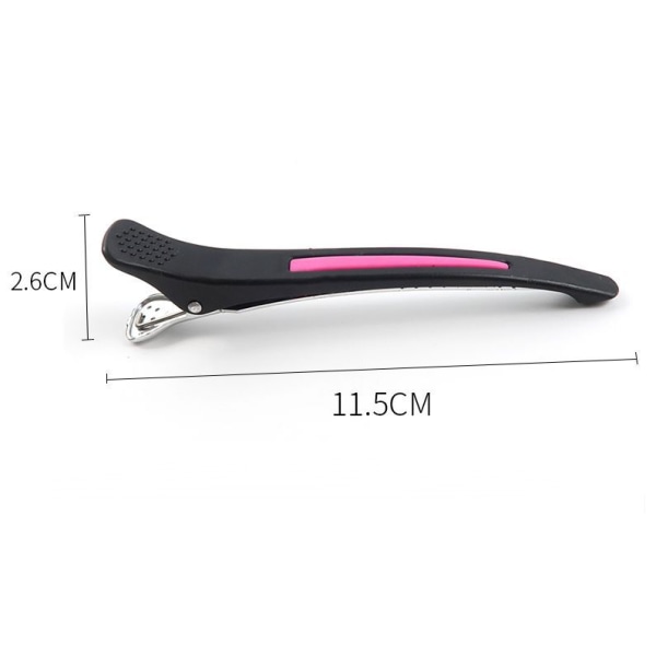 6 st/set Plast Anknäbbs Hårklämmor för Sektionering Hår - Professionell Halkskydd Silikonband Klämmor Salong DIY Tillbehör Hårnålar svart11.5*2.6CM