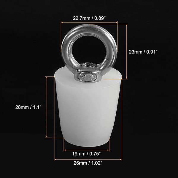sourcing map Konisk silikon gummi badepropp 19mm til 26mm Solid White med ring for avløp 2 stk
